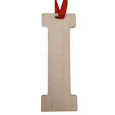 Wooden Letter Distressed Ornament Decor White Initial Monogram gift I