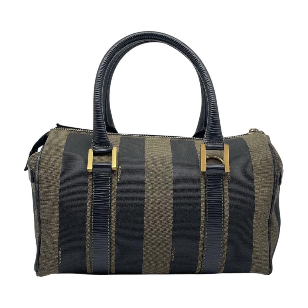 FENDI Hand Shoulder Bag Tote Purse 2way Pecan Canvas Leather Black Authentic thumbnail 2