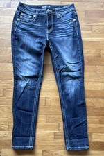Miss Me Women  s Curvy Skinny Dark Wash Blue Jeans Embroidered Sequin Pockets