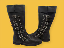Viking Medieval Leather Boots 7 Buckle SCA LARP Cosplay Renaissance Handmade War