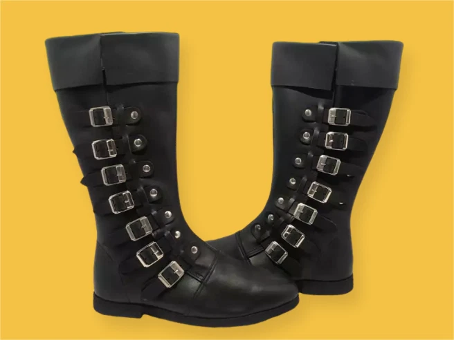 Botas de cuero medievales vikingas | 8 hebillas hechas a mano cuero puro SCA LARP Juegos con disfraces Foto 3 de 3