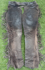 Vintage 80s 90s Suede Fringed Western Biker Motorcycle Chaps Cowboy Pants
