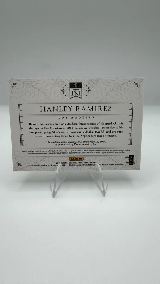 2015 Hanley Ramirez National Treasures Timeline Materials Cities 01/25 Dodgers - Изображение 2 из 2