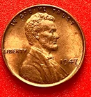 1947-P Lincoln Wheat Cent Penny GEM RED BU From an Original Bank Roll