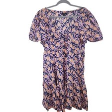 J.Crew Cotton Voile Button Front Dress Floral Sz L Short Sleeve
