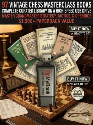 97 Rare Chess Books PDF Collection USB: Morphy, Steinitz, Philidor & Tactics