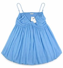 NWT Abercrombie & Fitch Blue Chiffon Empire Waist Mini Dress Large Bubble Hem