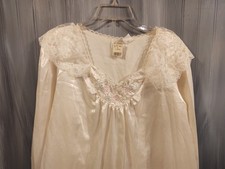 Vintage Elise Stevens Nightgown white Satin  Cotton Inside Medium NWT