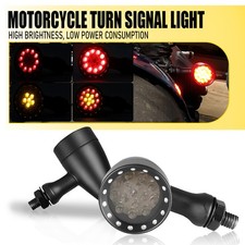 2X Amber Red LED Motorcycle Turn Signal Indicator Light Bullet Brake Stop Lamp