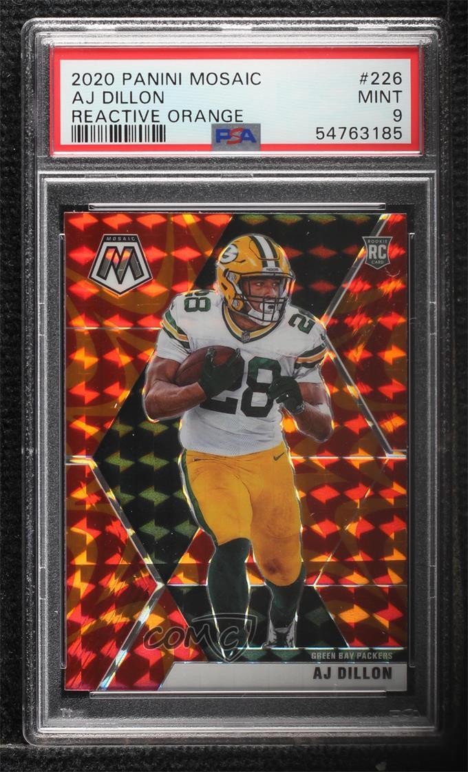 2020 Panini Mosaic Rookies Reactive Orange Prizm AJ Dillon #226 PSA 9 MINT 2l4