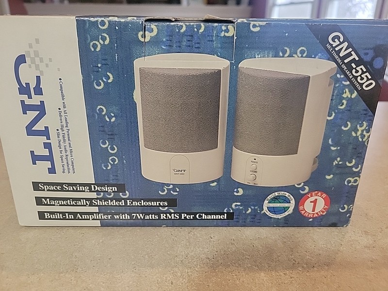 GNT-550 Beige Wired 2.0 Channel Computer Speakers w/ Volume Control