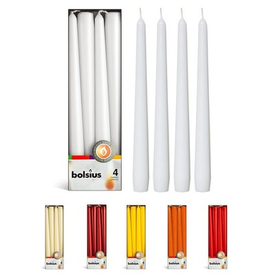 BOLSIUS White Taper Candles - 4 Pack Unscented 10 Inch Dinner Candle