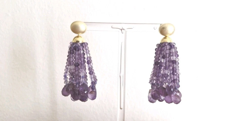 OHRRINGE MIT QUASTEN AUS Amethyst Mit Briolett Tropfen Amethyst ZUM WECHSELN - Bild 3 von 4