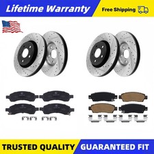 Front Rear Drilled Brake Rotors Brake Pads for Chevy Traverse GMC Acadia