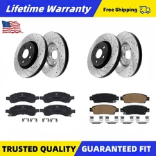 Front Rear Drilled Brake Rotors Brake Pads for Chevy Traverse GMC Acadia