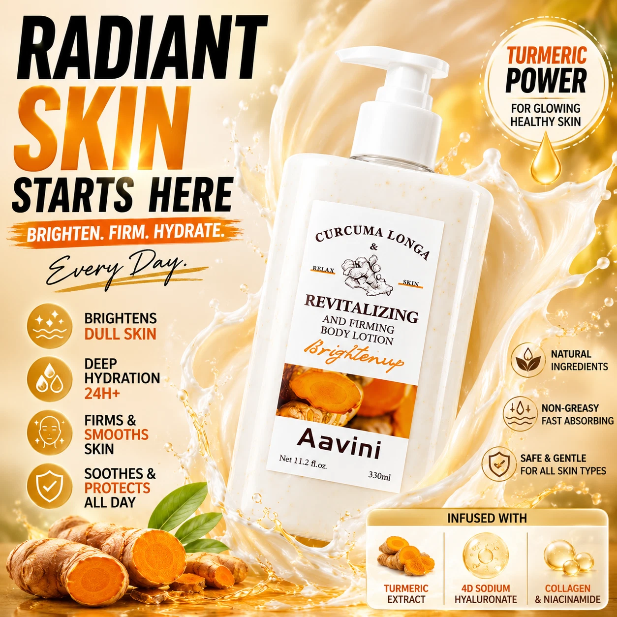 Turmeric Brightening Body Lotion – Smooth, Firm & Radiant Looking Skin