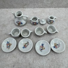 Miniature Porcelain Tea  Coffee Set White Victorian Floral Girls Child Playset