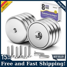 8 Pack Neodymium Magnetic Cups, 100 LB Strong Rare Earth Magnets with Screws