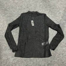 ANTHROPOLOGIE Sheer Lace Turtleneck Women's Size S Black