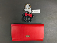 Kate Spade of New York. Red Leather Snap Wallet Medium Size W/ Minnie Keychain.