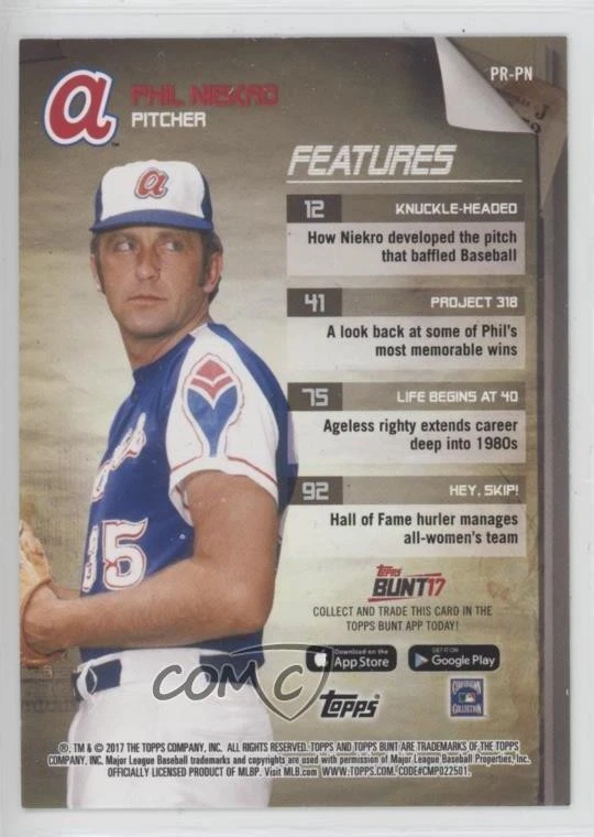 2017 Topps Bunt Programs Green /99 Phil Niekro #PR-PN HOF - Image 2 of 2