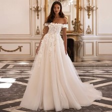 Sexy Off The Shoulder Wedding Dresses Flowers Appliques Court Train Bridal Gowns