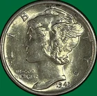1943-S Mercury Dime Brilliant Uncirculated BU Coin #41735