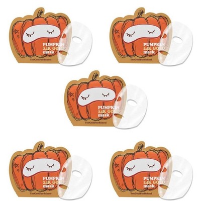 Lot 5 x Too Cool For School Pumpkin 24k Gold Sheet Mask 0.88oz / 25g Each