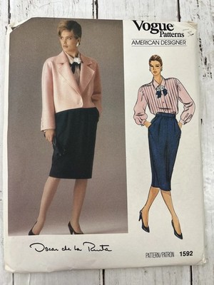 Vogue Oscar de la Renta Pattern 1592 Size 14 Skirt Jacket Top Uncut Vintage