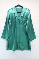 Victoria's Secret Green Satin Long Sleeve Button Up Sleepshirt-Medium-Cozy Chic