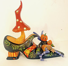 House of Hatten 2003 10"x11" D. Calla Pumpkin Fairy on Witch Shoe Rare