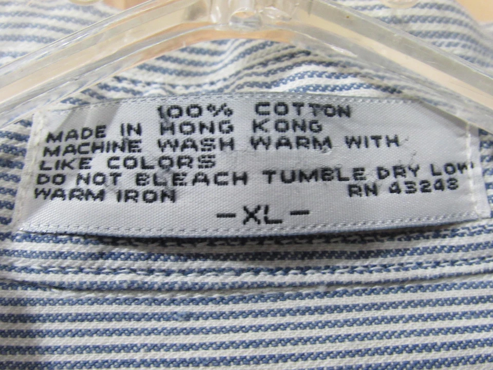 Pacific Crest Shirt Mens XL Blue White Striped Long Sleeve Button Up Two Pocket - Image 3 of 4