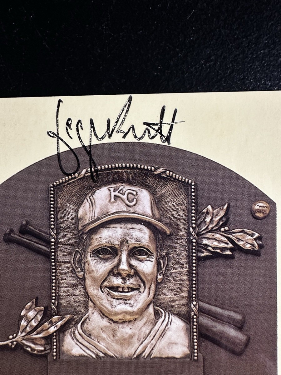 米軍　サインプレート　レア！！ Signed GEORGE BRETT Royals Hall of Fame Gold Plaque Post Card