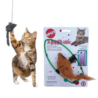 Spot A-door-able Bouncing Mouse Cat Toy - Hanging Rattle & Catnip