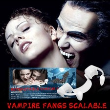 Halloween Retractable Vampire Teeth Dentures Zombie White Teeth Fangs Cosplay