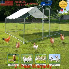 10x10 ft Walk in Metal Coop Chicken Backyard Run Hen House Poultry Habitat Cage