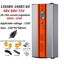 Smart Charger 48V/60V/72V Li-ion LiFePo4 Lithium Battery Charger Current 2A-15A