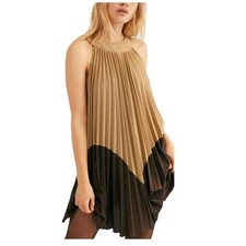 NWT Free People Pleated Love Metallic Mini Dress XS