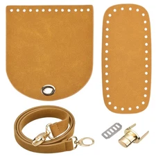 Leather Purse Making Kit Bag Bottom Shoulder Strap Flap Cover Lock Brown