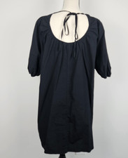 Banana Republic Black Mini Cotton Dress Puff Sleeves Size S Petite Black
