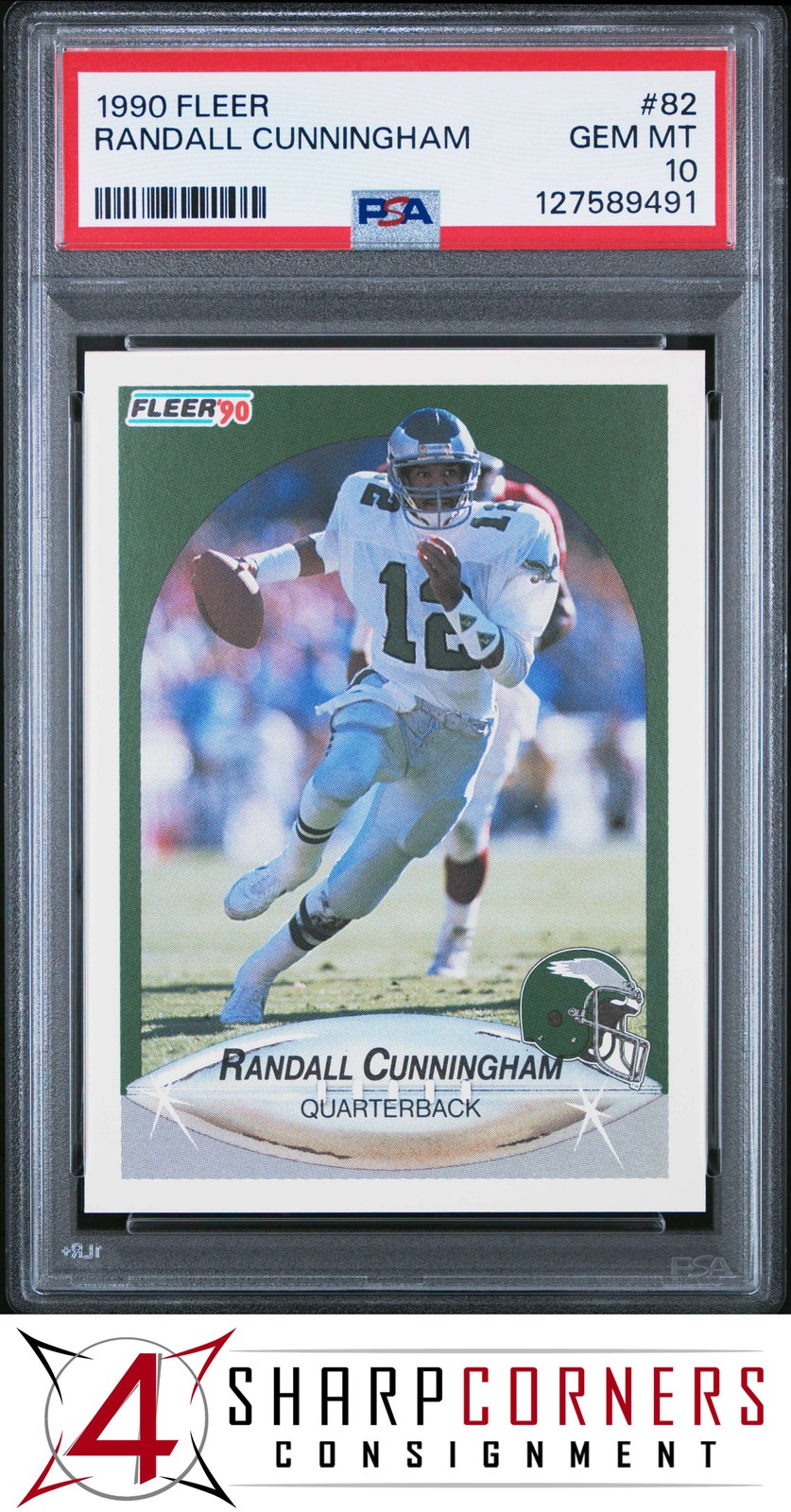 1990 FLEER #82 RANDALL CUNNINGHAM EAGLES PSA 10
