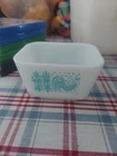 Amish Butterprint Dish Turquoise on White No Lid Pyrex 501-B 1-1/2 Cup