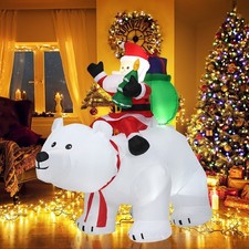 Image of Inflatable Christmas Santa Claus Blow-up Santa Claus Decoration with LED Lights