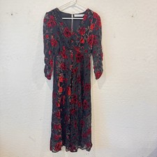 Astr the label Velvet Burnout Dress Women’s Small Black Red Floral Whimsigoth 