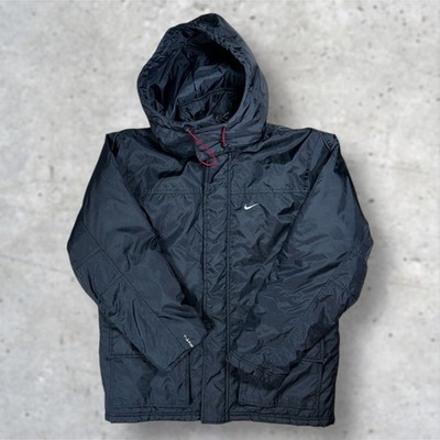 Nike Winterjacke Puffer Jacke Herren Gr. M Schwarz Kapuze Padded Jacket Parka