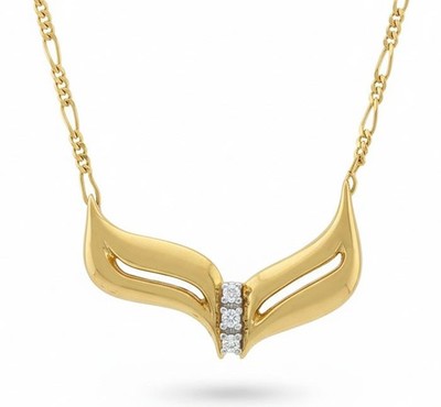 ECHTES DIAMANT HALSKETTE 14K GELBGOLD - Gratis Zertifikat Bewertung - Neu mit Etikett