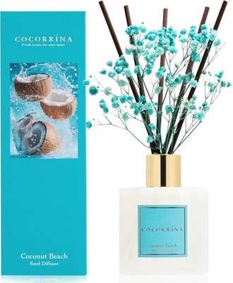 Raumduft Reed Diffuser 200ml Coconut Beach mit 8 Duftstäbchen für Badezimmer