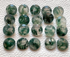 Wholesale Natural Moss Agate Faceted Round shape Loose Gemstone Lot Jewellery.