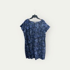 New Talbots T-Shirt Dress 3X Short Sleeve 100% Cotton Knit Blue Floral