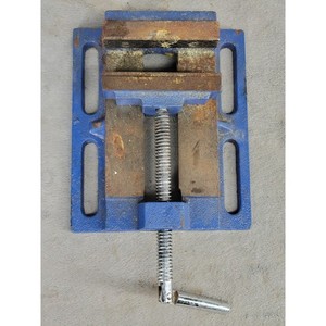 Central Forge 4 Inch Drill Press Vise Blue Cast Iron Manual Bench Clamp Tool